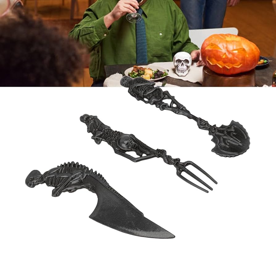 Amazon | ハロウィン食器セット、金属亜鉛合金スケルトンナイフ
